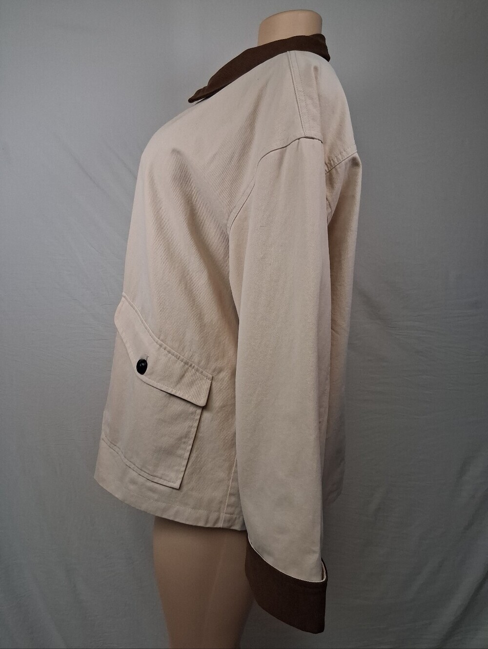 ZESICA Cream Jacket with Brown Trim Size XL - Picture 7 of 16